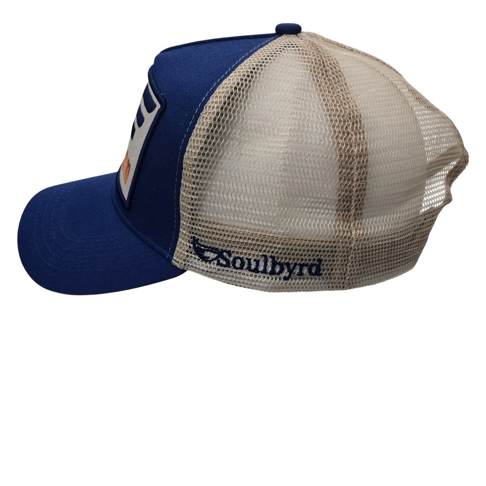 Soulbyrd Carpe Diem Trucker Hat Blue Tan Mesh Snapback Cap Mens  OSFA Like New - Picture 7 of 10